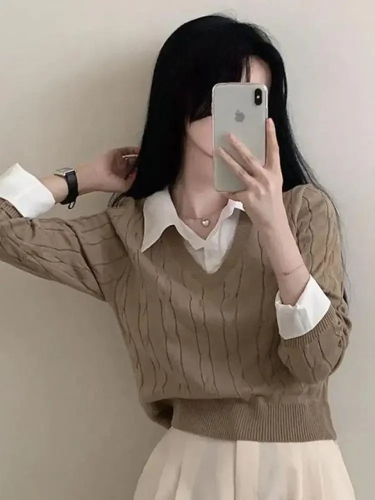 Winter V-Neck Sweater Women